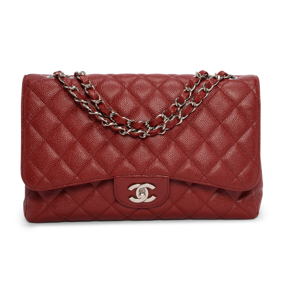 Chanel Dark Red Caviar Large Classic Single Flap Bag