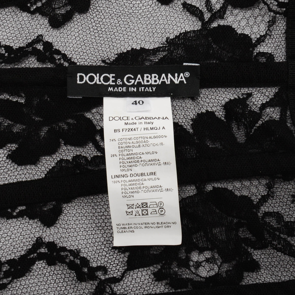 Dolce & Gabbana Black Chantilly Lace Bustier IT 40