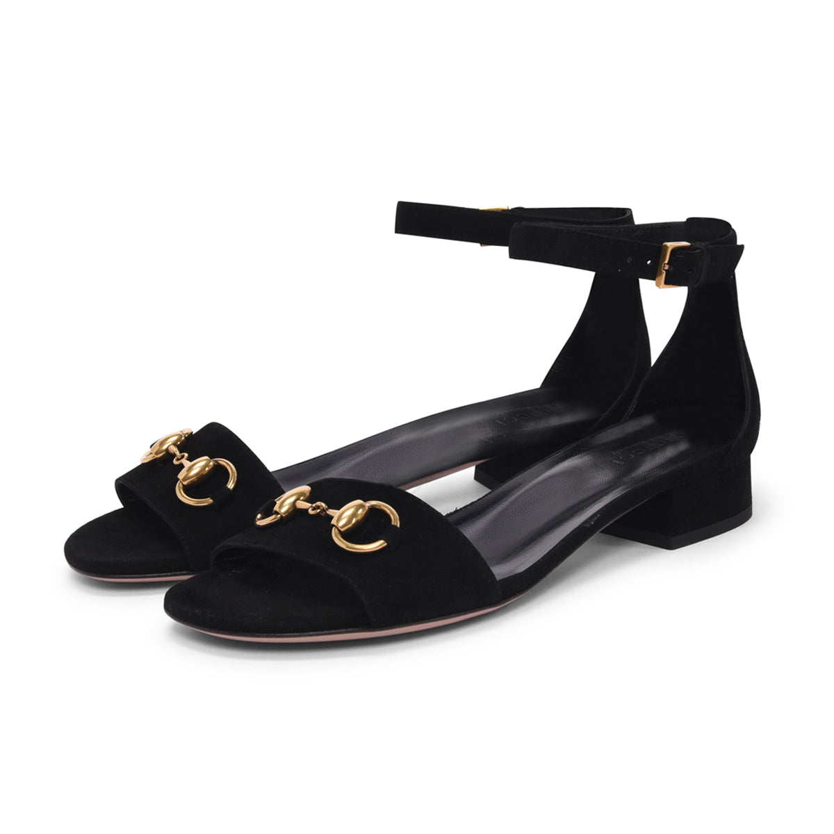Gucci Black Suede Horsebit Sandals 37.5