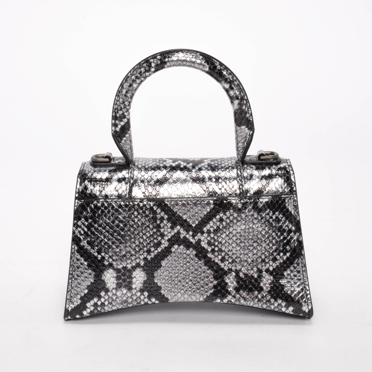 Balenciaga Silver Python Embossed Hourglass XS Bag