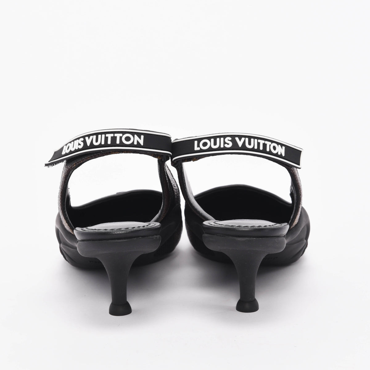 Louis Vuitton Black Lambskin & Monogram Archlight Slingback Pumps 37