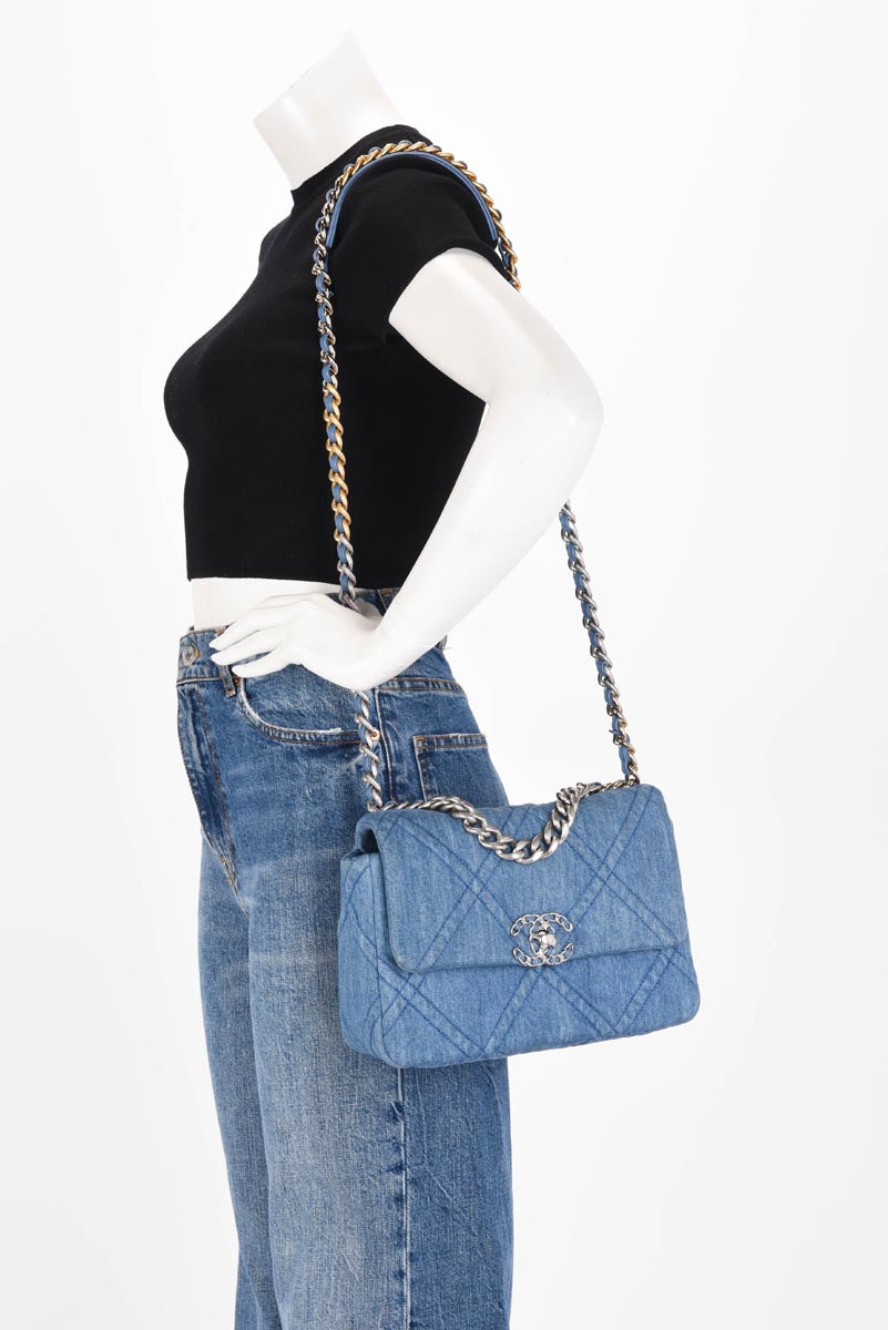 Chanel Light Quilted Denim 19 Flap Bag