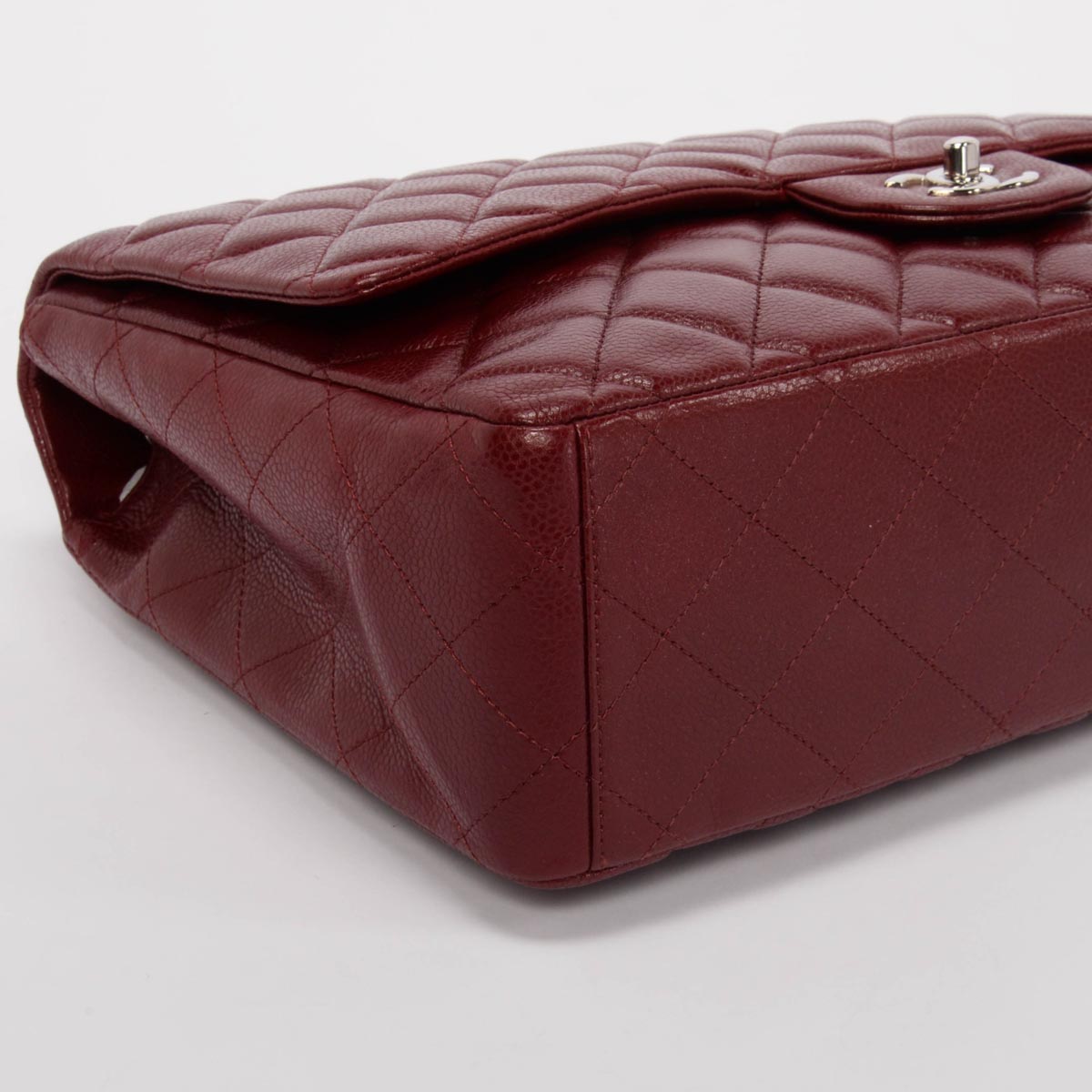 Chanel Dark Red Caviar Maxi Single Flap Bag