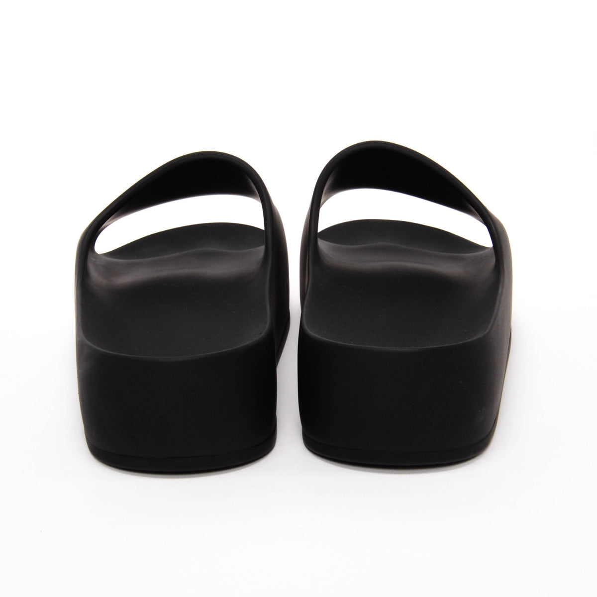 Balenciaga Black Rubber Chunky Logo Slides 38