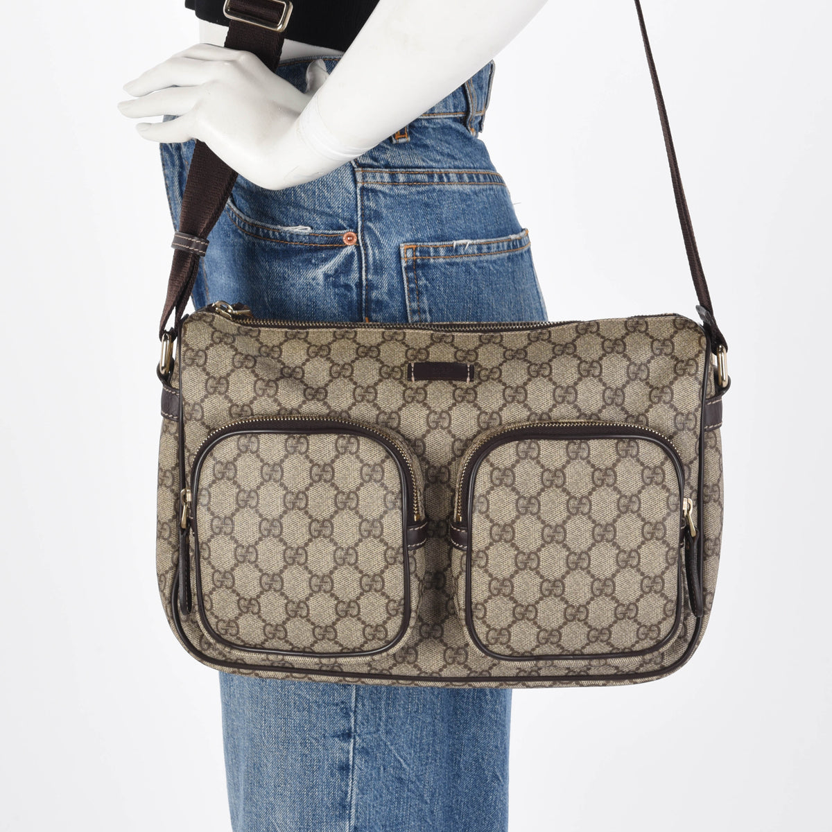 Gucci GG Plus Monogram Front Pocket Messenger Bag