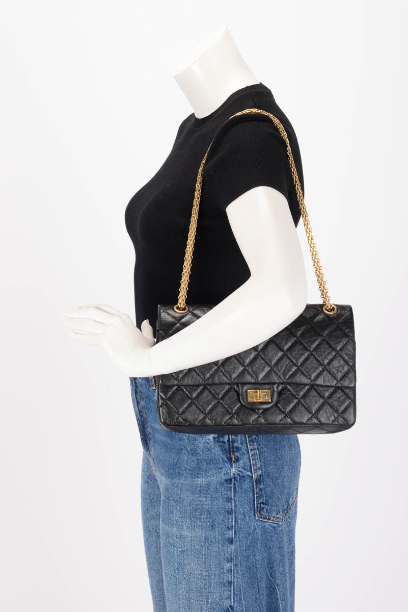 Chanel Black Aged Calfskin 2.55 Reissue 226 Flap Bag