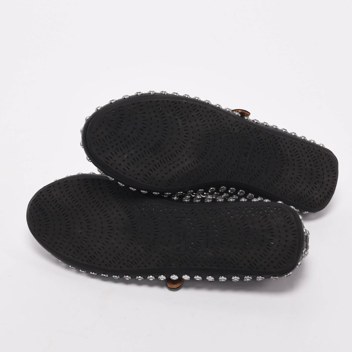 Alaia Black Crystal Embellished Lambskin Ballet Flats 41