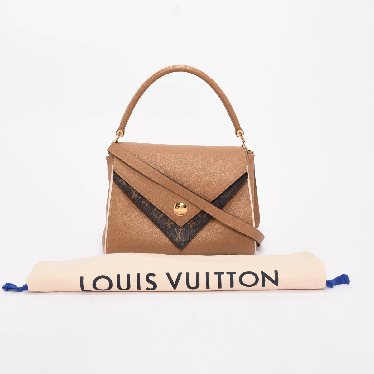 Louis Vuitton Sesame Grained Calfskin & Monogram Double V Bag
