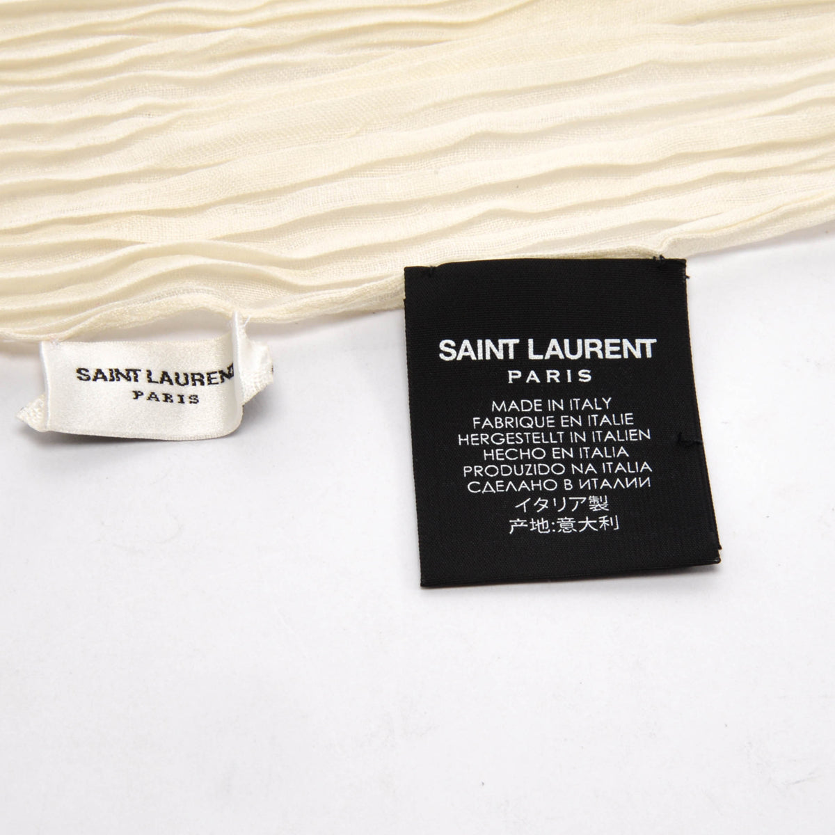 Saint Laurent Cream Plisse Neck Scarf