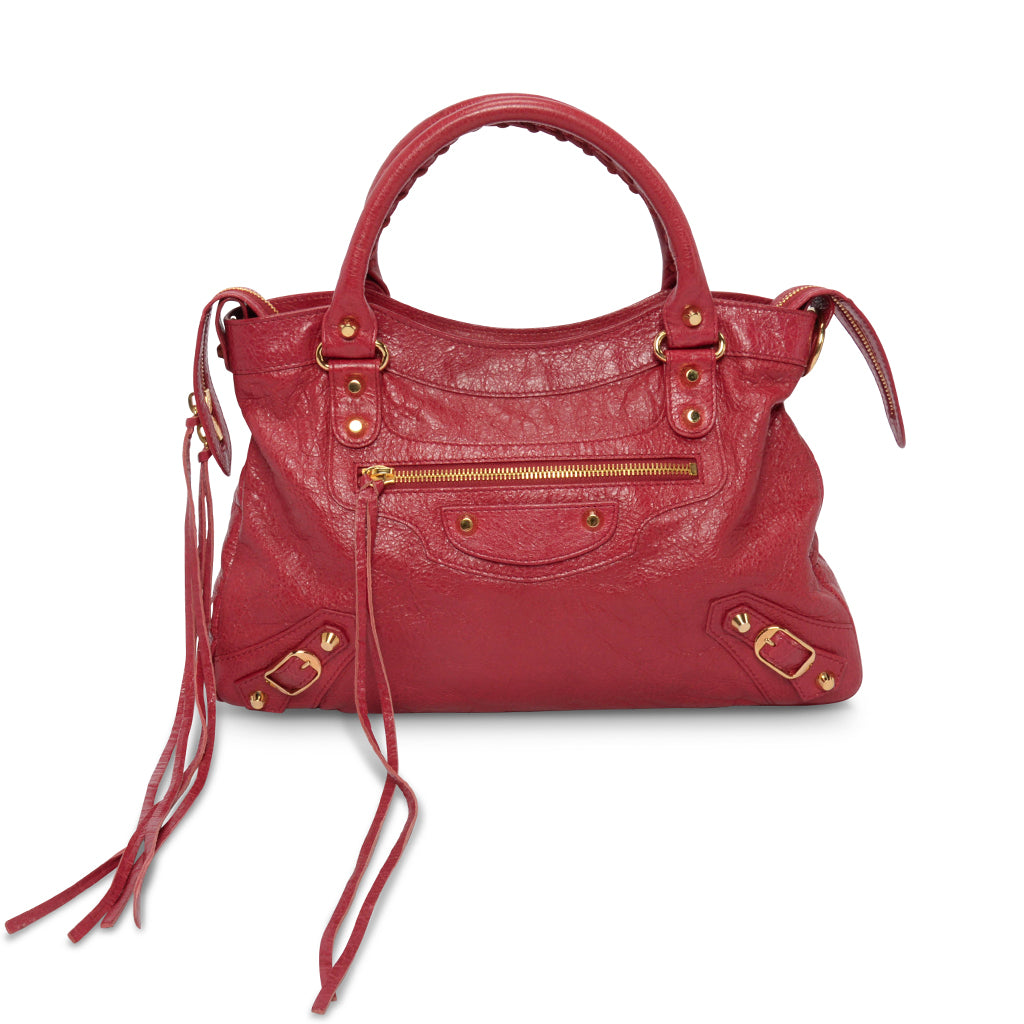 Balenciaga Raspberry Arena Lambskin Town Bag