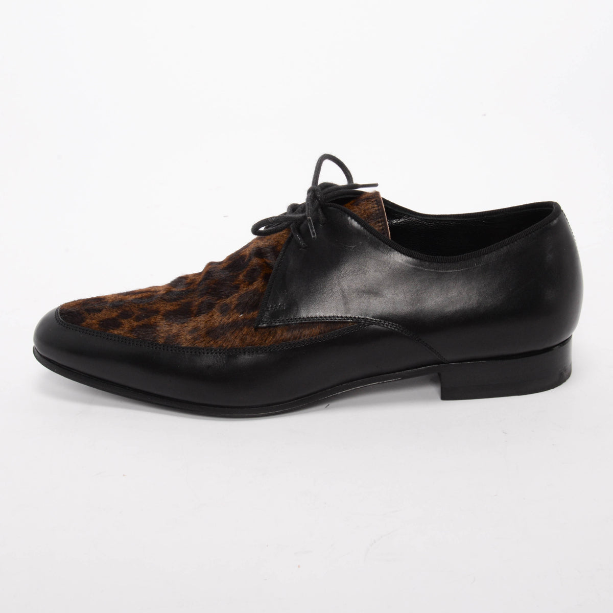 Saint Laurent Black Pony Hair Lace Up Oxfords 37