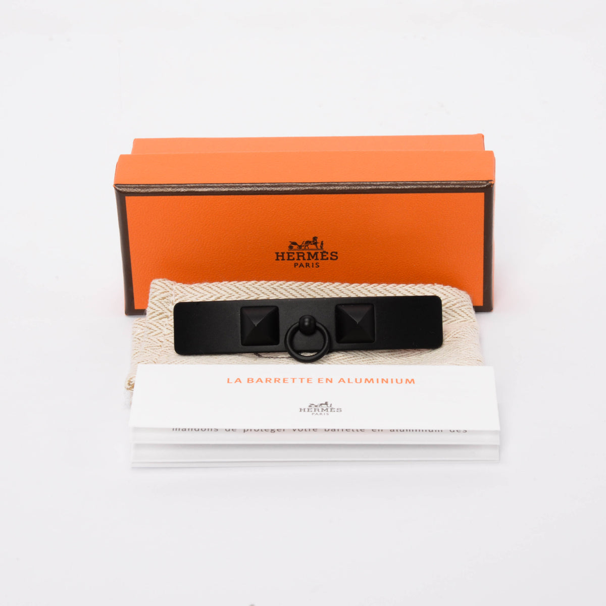 Hermes Black Aluminium Caprice PM Barrette Hair Clip