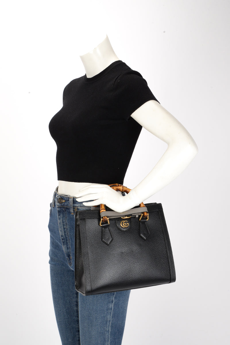 Gucci Black Dollar Calfskin Medium Diana Tote