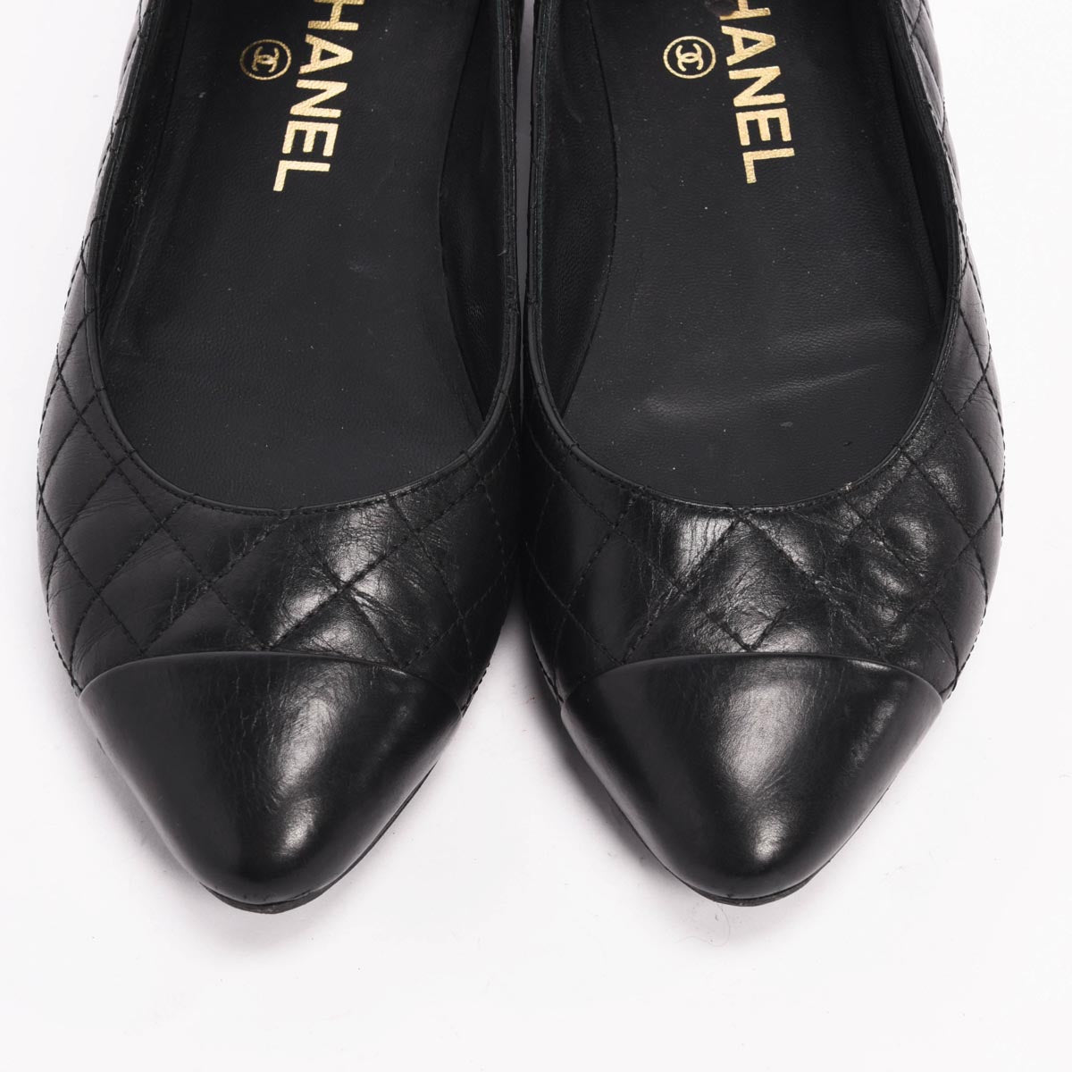 Chanel Black Quilted Camellia Charm Flats 37