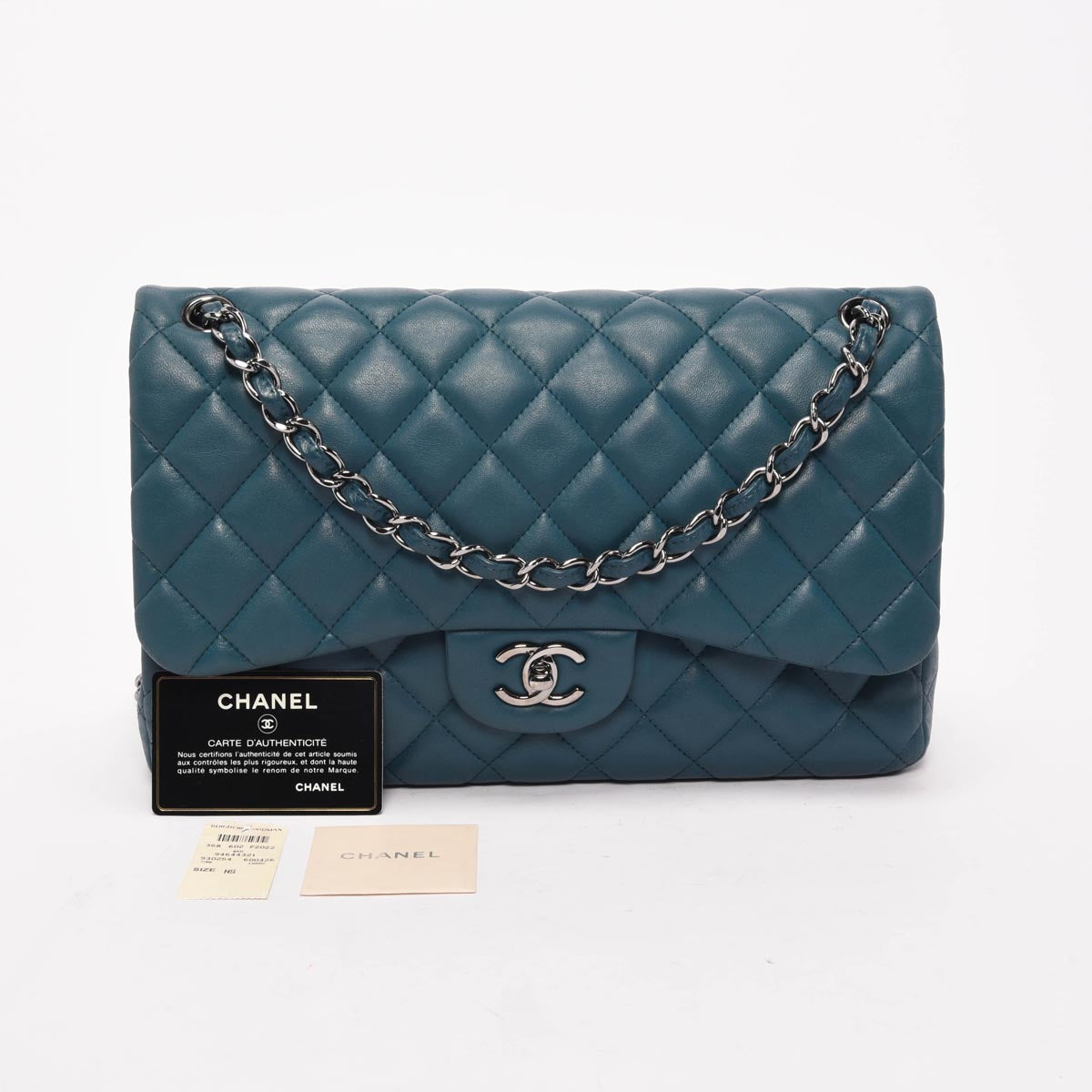 Chanel Teal Quilted Lambskin Large Classic Double Flap Bag