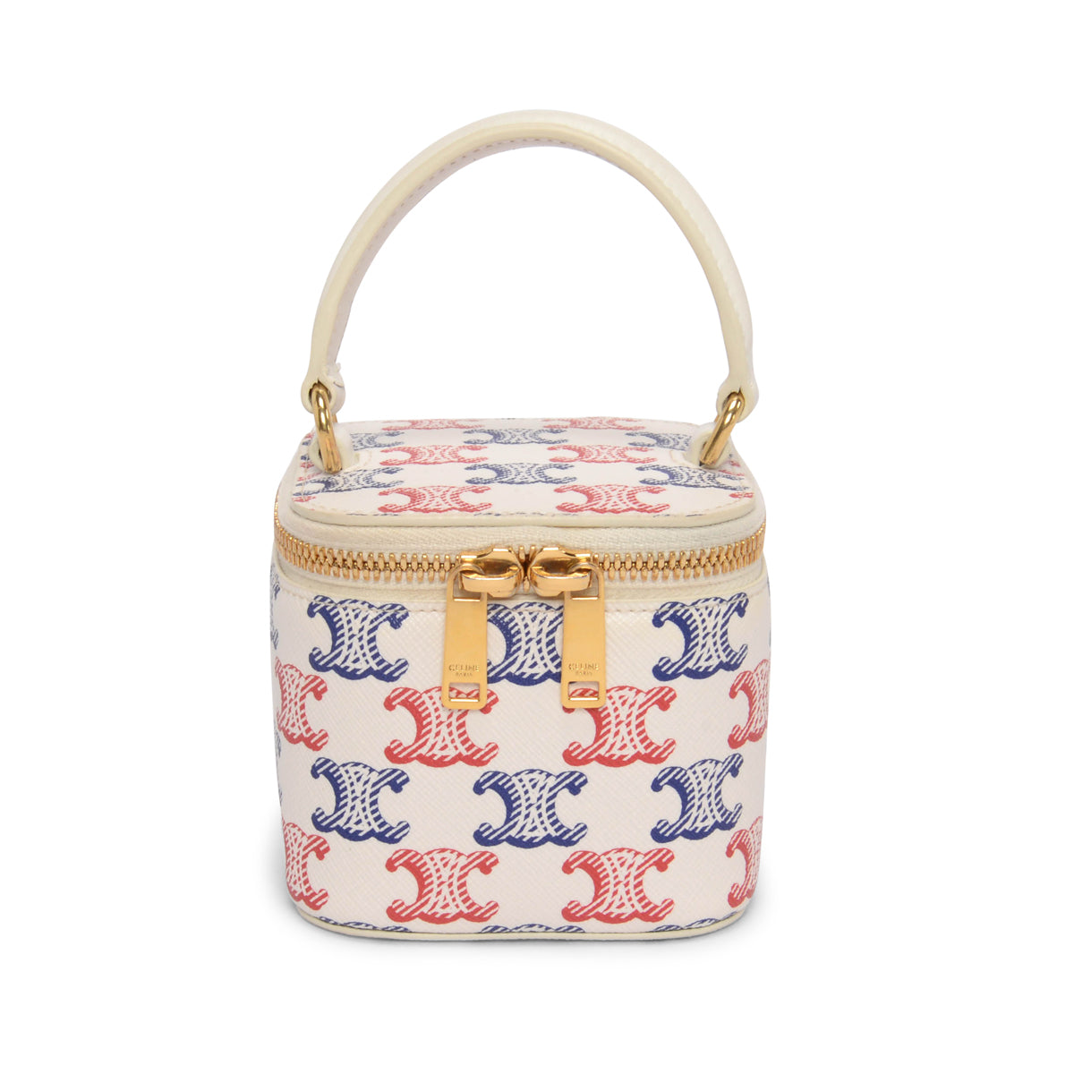 Celine Red & Blue Triomphe Canvas Vanity Case Mini Bag