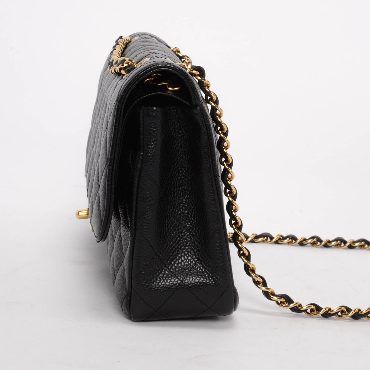 Chanel Black Quilted Caviar Medium Classic Double Flap Bag