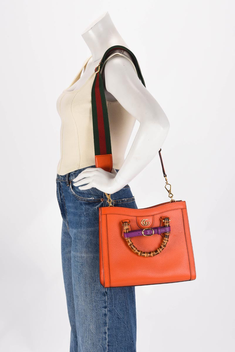 Gucci Orange Grained Leather Medium Diana Bag