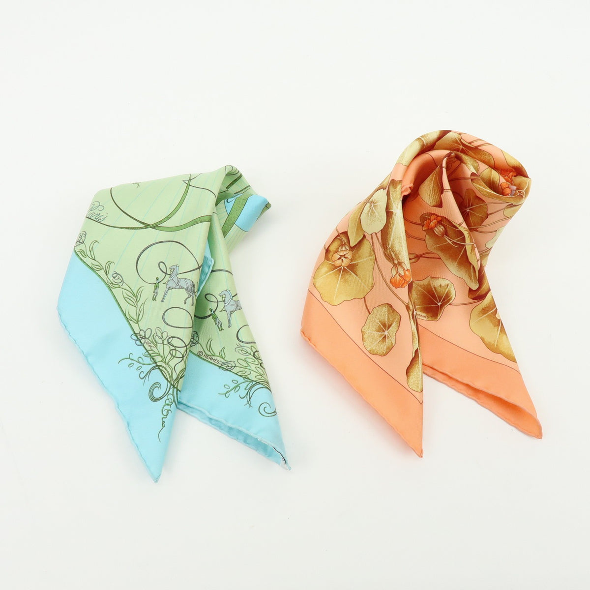 Hermes Les Capucines & Effluves Pocket Square Scarves