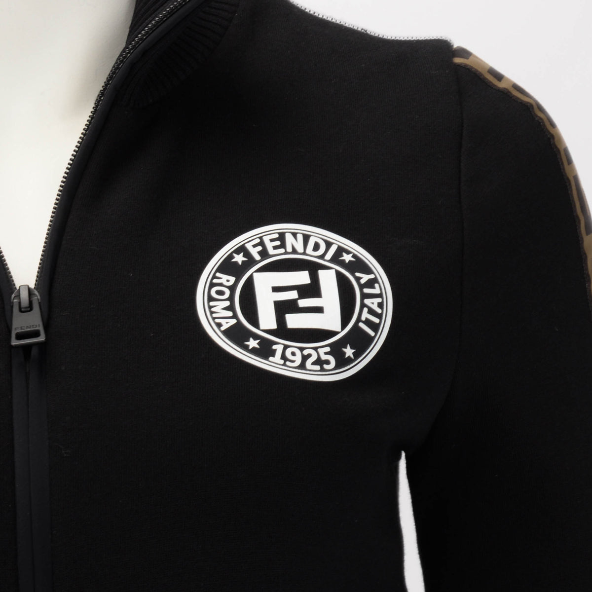 Fendi Black Cotton Logo Track Jacket IT 38