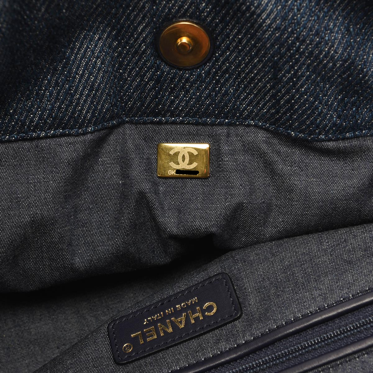 Chanel Two Tone Denim Large CC Shopping Tote