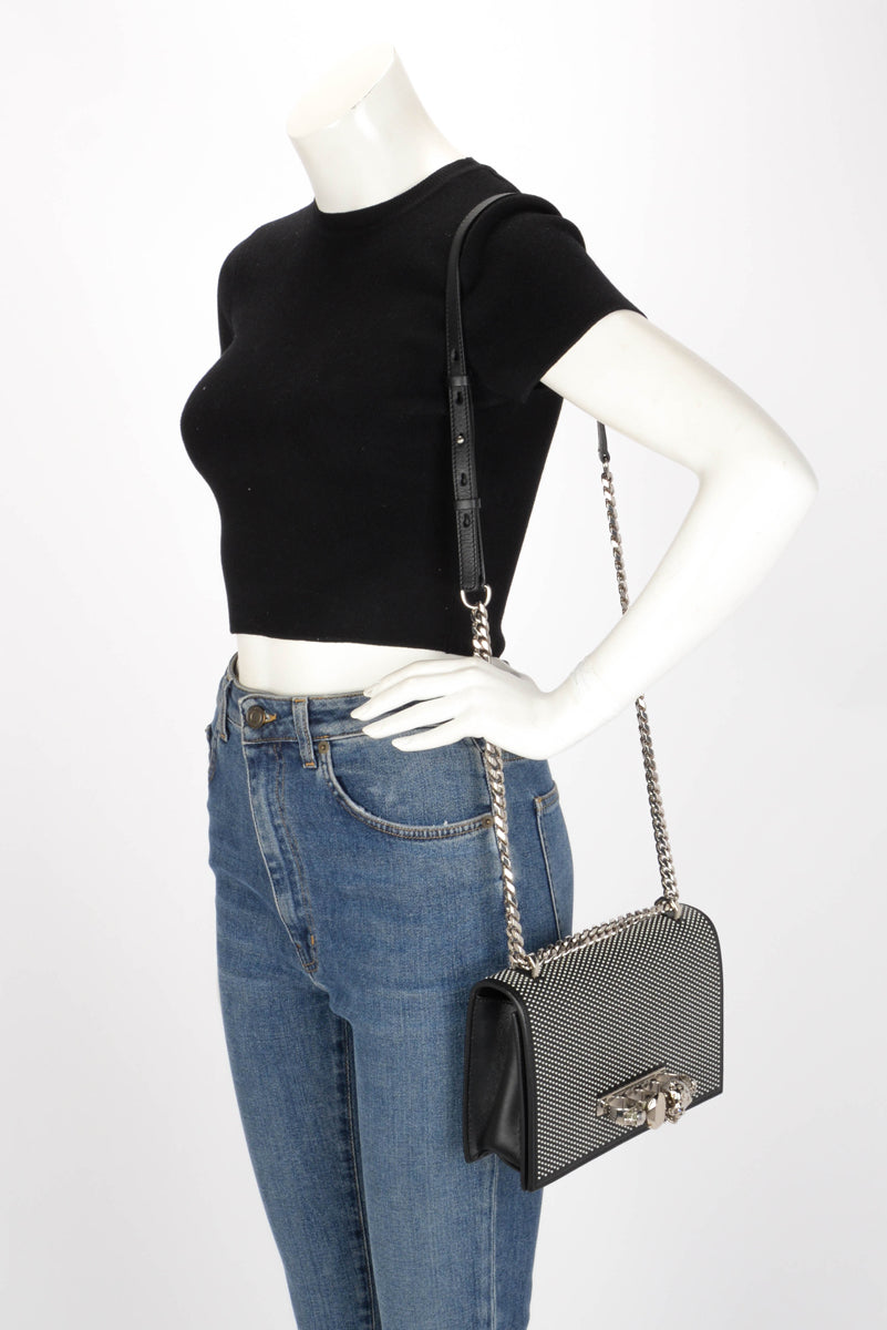 Alexander McQueen Black Studded Knuckle Cross Body Bag