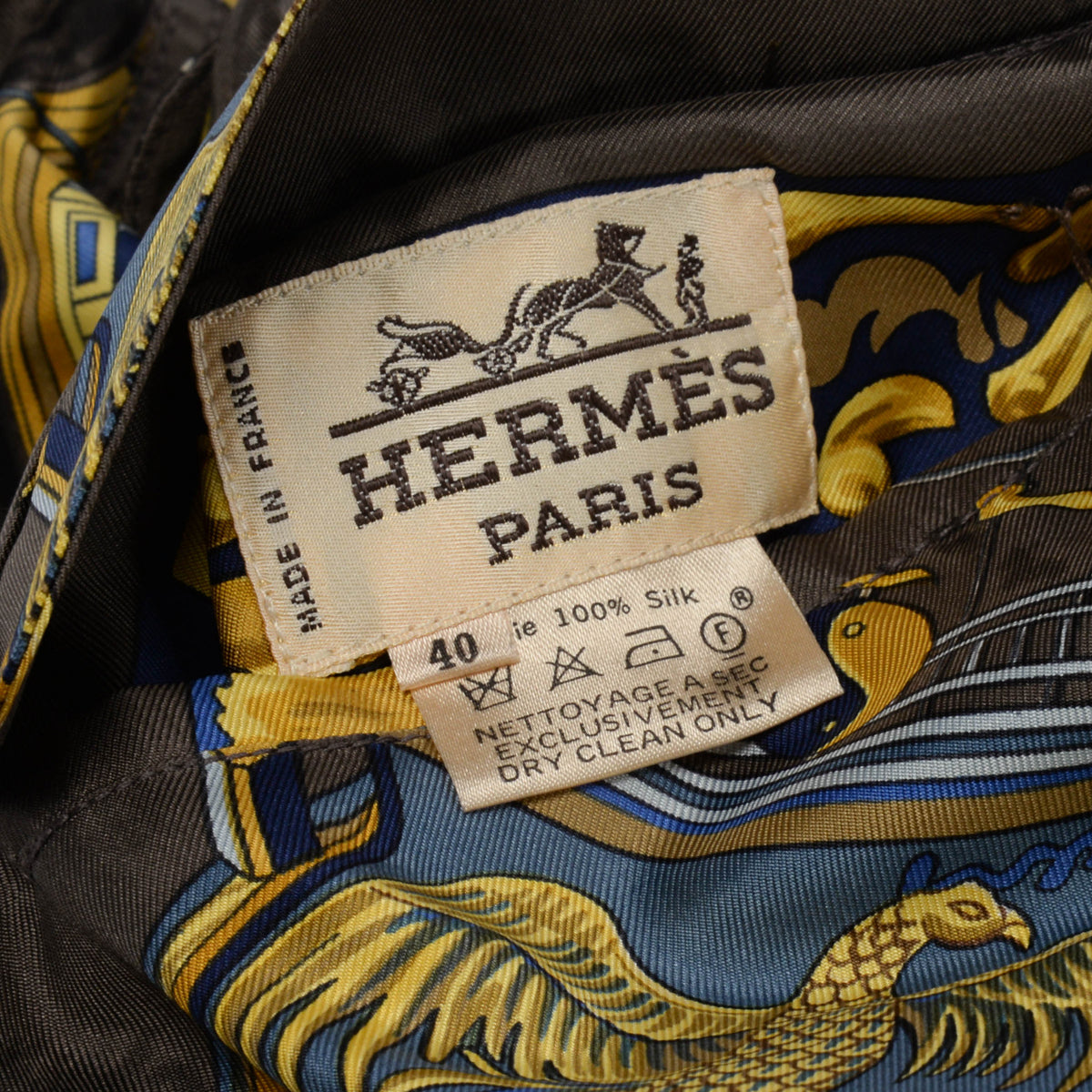 Hermes Brown & Cream Silk Jonques et Sampans Reversible Jacket FR 40