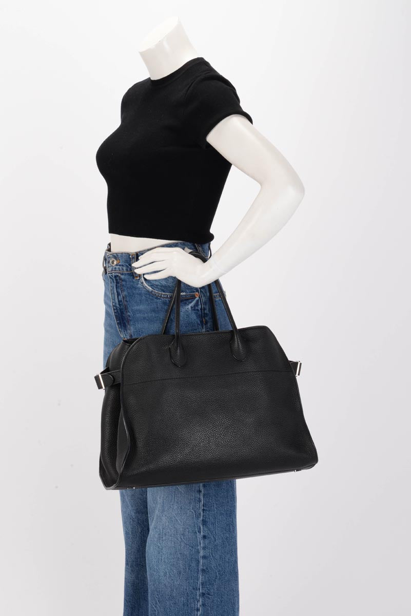 The Row Black Grained Calfskin Soft Margaux 15