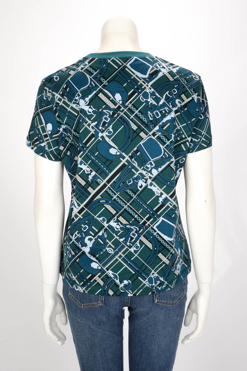 Hermes Green Cotton Brides de Gala T-Shirt FR 42