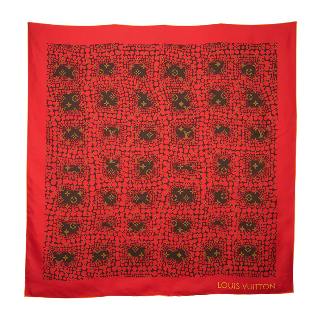 Louis Vuitton Red Silk Yayoi Kusama Scarf