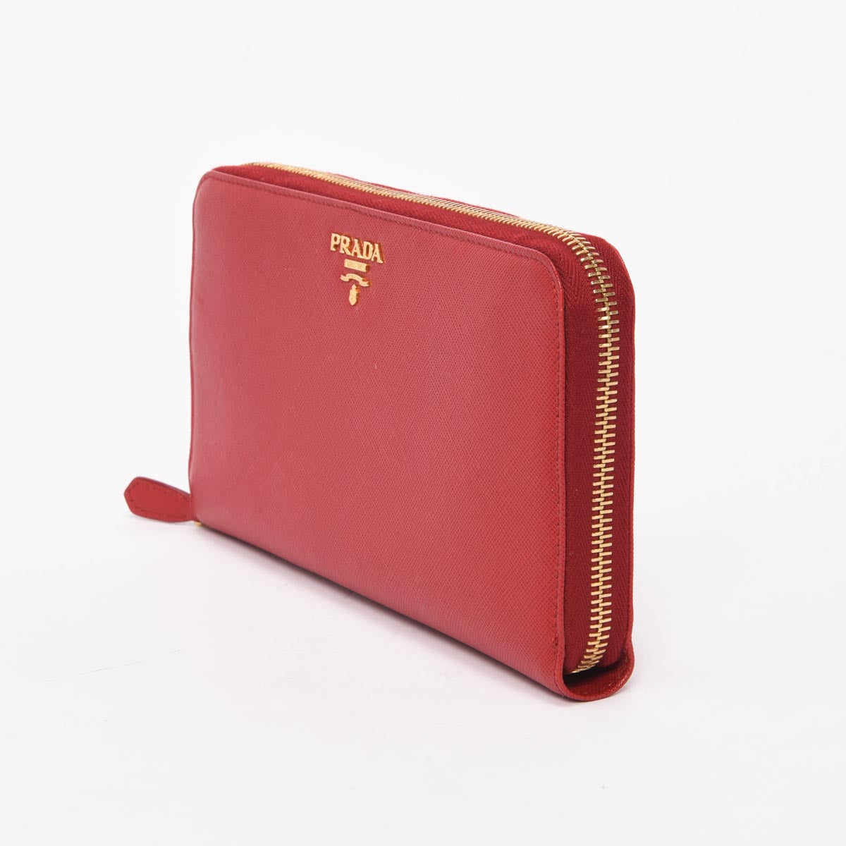 Prada Red Saffiano Zippy Long Wallet