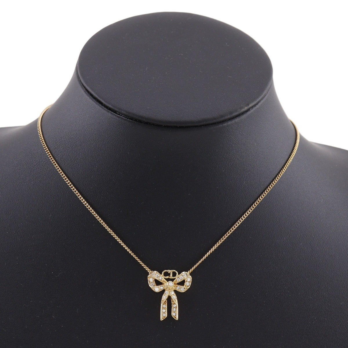 Dior Gold Tone Crystal Bow CD Pendant