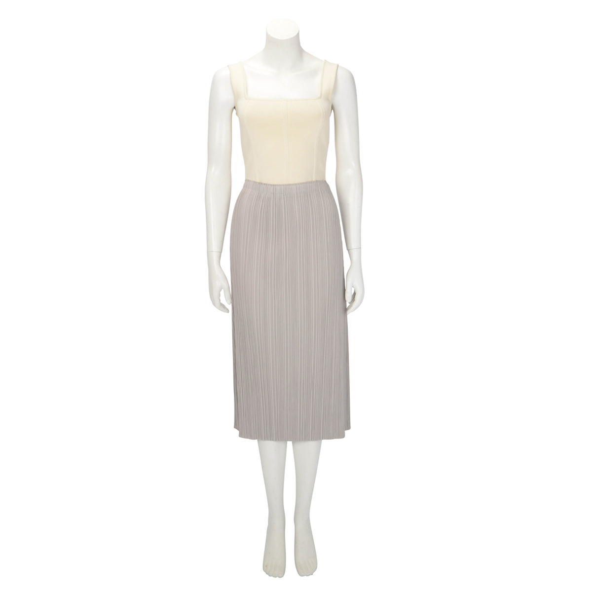 Pleats Please Issey Miyake Stone Pleated Midi Skirt