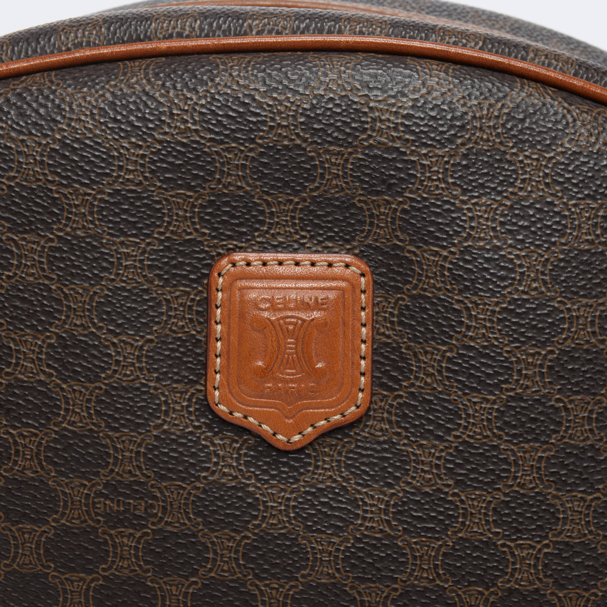 Celine Vintage Tan Macadam Canvas Bowling Bag
