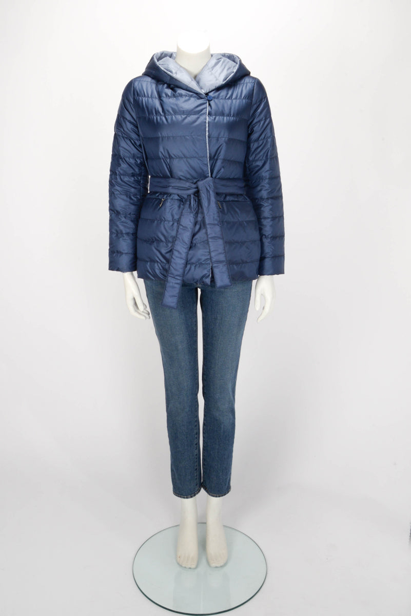 Max Mara Weekend Blue Quilted Nylon Reversible Puffer Jacket IT 38