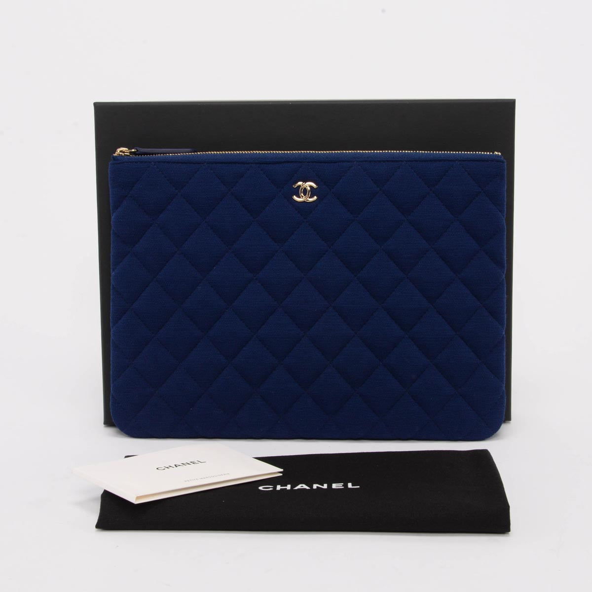 Chanel Cobalt Quilted Jersey Medium O-Case