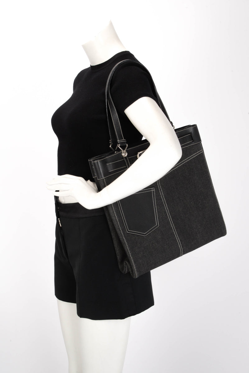 Dior Black Denim & Calfskin Belt Everyday Bag