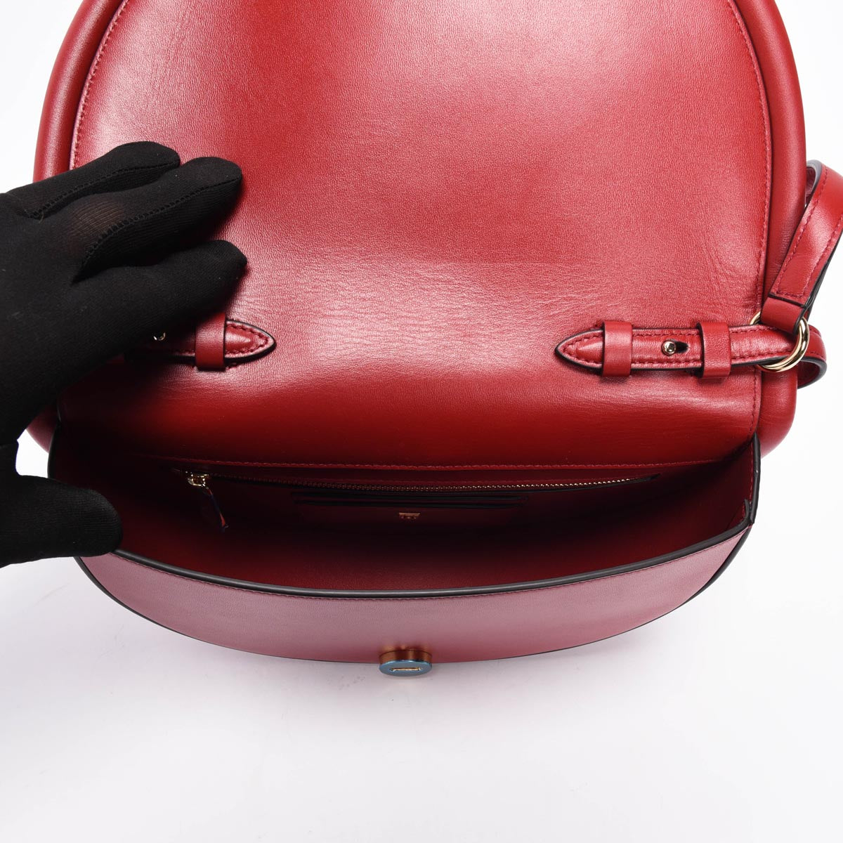 Ferragamo Red Sella Calfskin Aura Shoulder Bag
