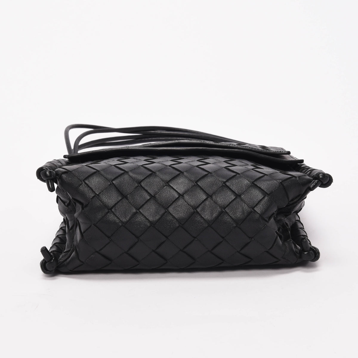 Bottega Veneta Black Intrecciato Small BV Fold Bag