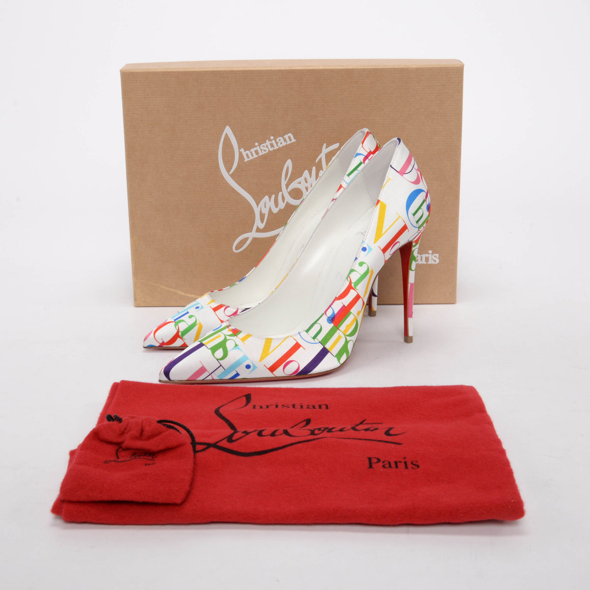 Christian Louboutin White Satin ABC Loubi Kate Pumps 37