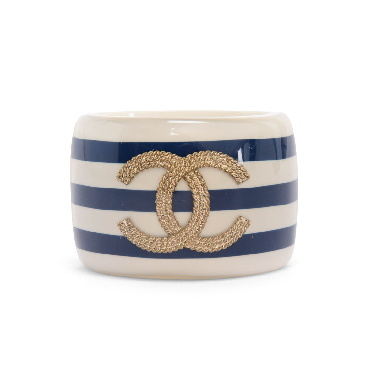 Chanel Ivory & Navy Resin Nautical Cuff