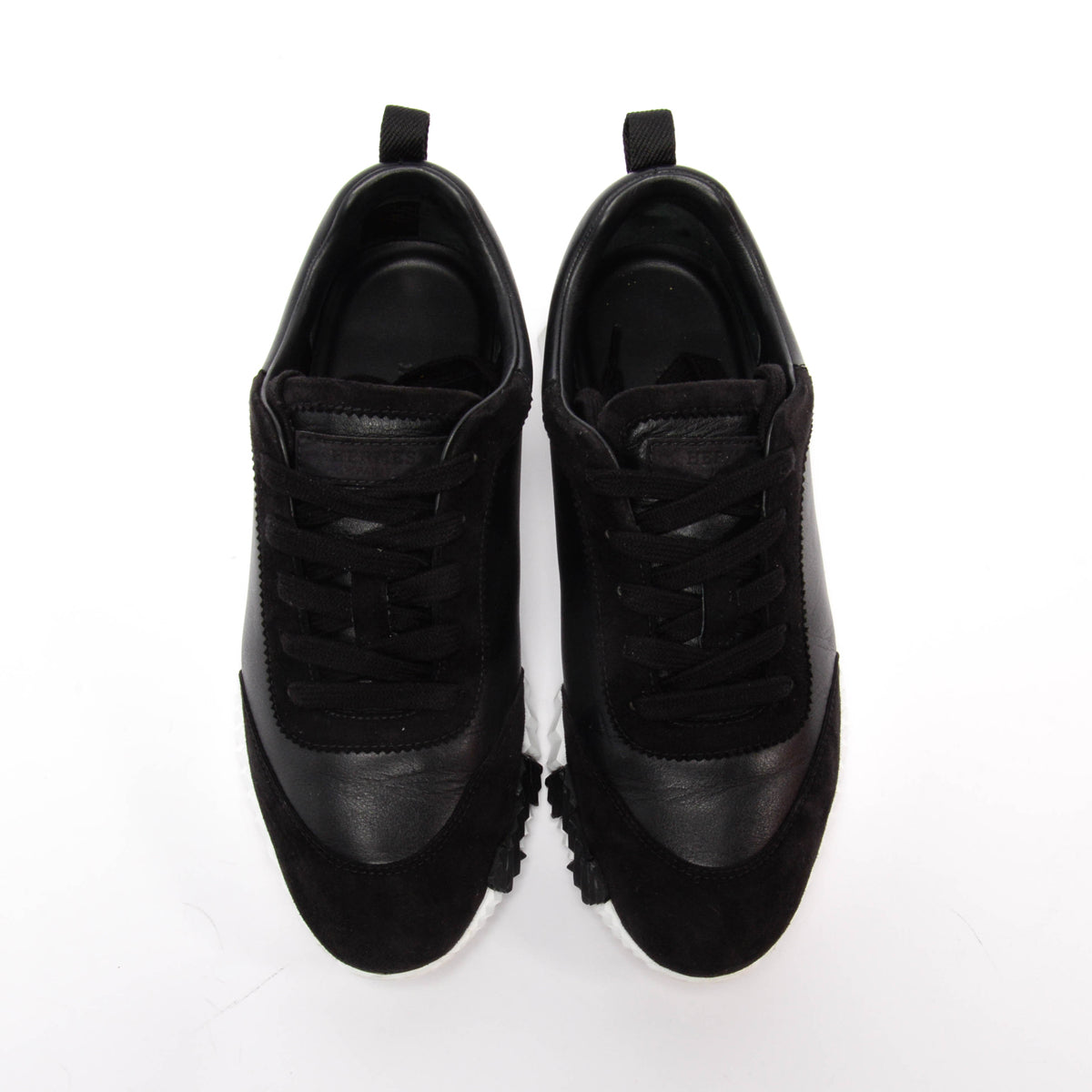 Hermes Black Leather & Suede Bouncing Sneakers 38