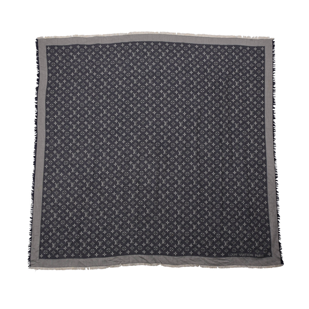 Louis Vuitton Denim Monogram Classic Fringed Shawl