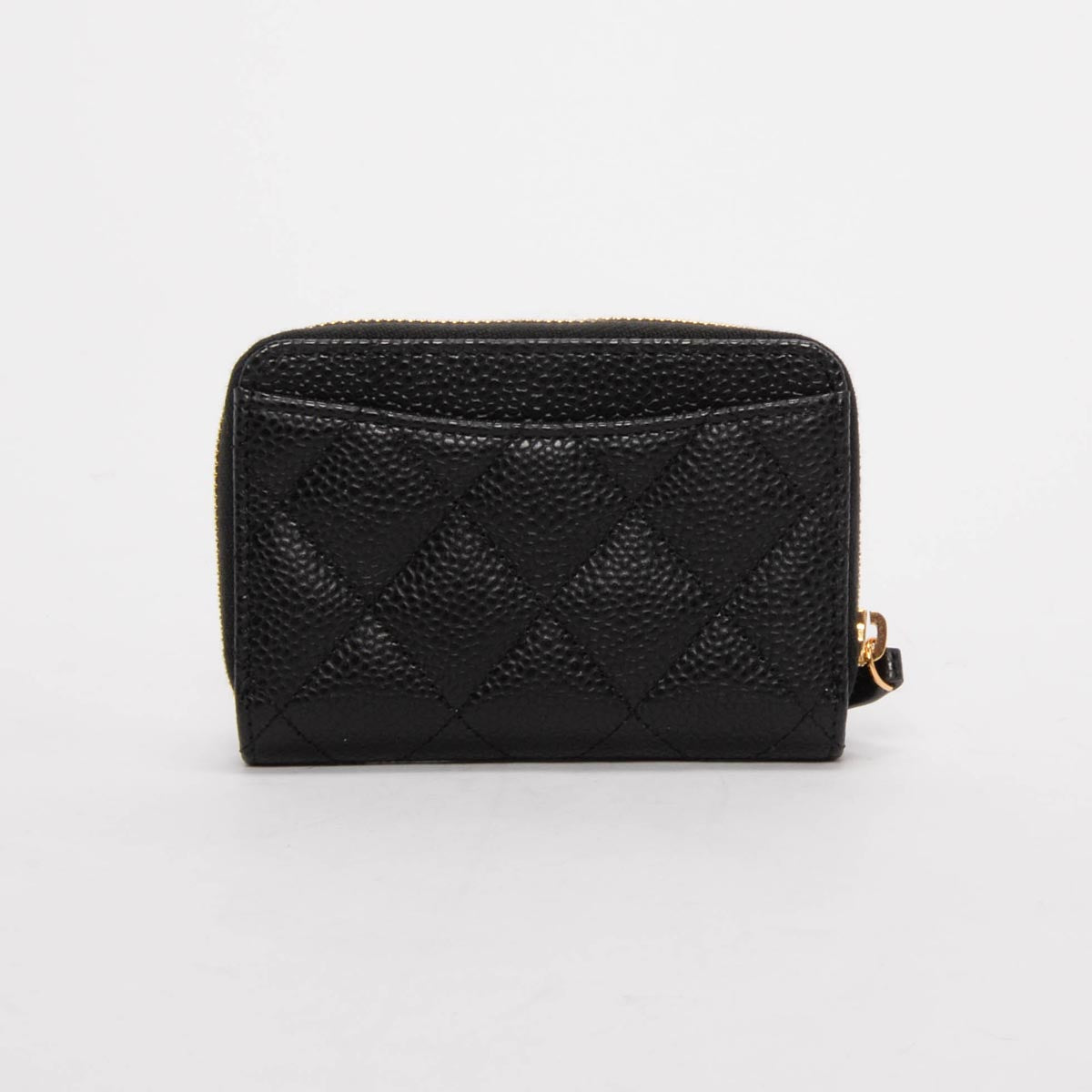 Chanel Black Quilted Caviar Mini Zip Coin Purse