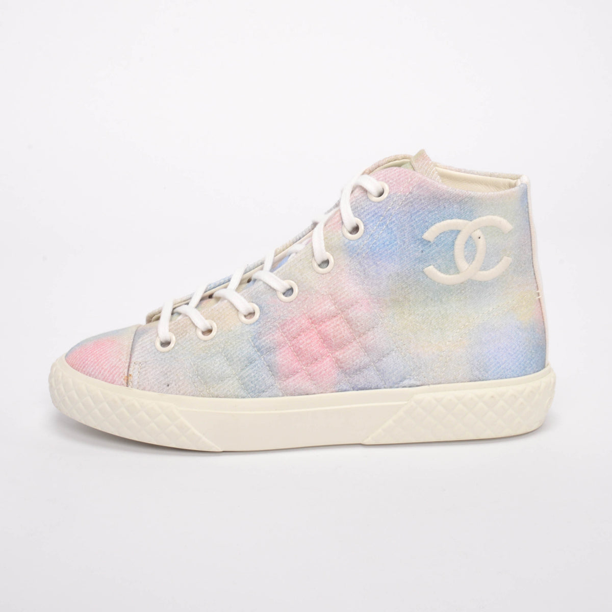 Chanel Pastel Tie-Dye Canvas High Top Sneakers 38