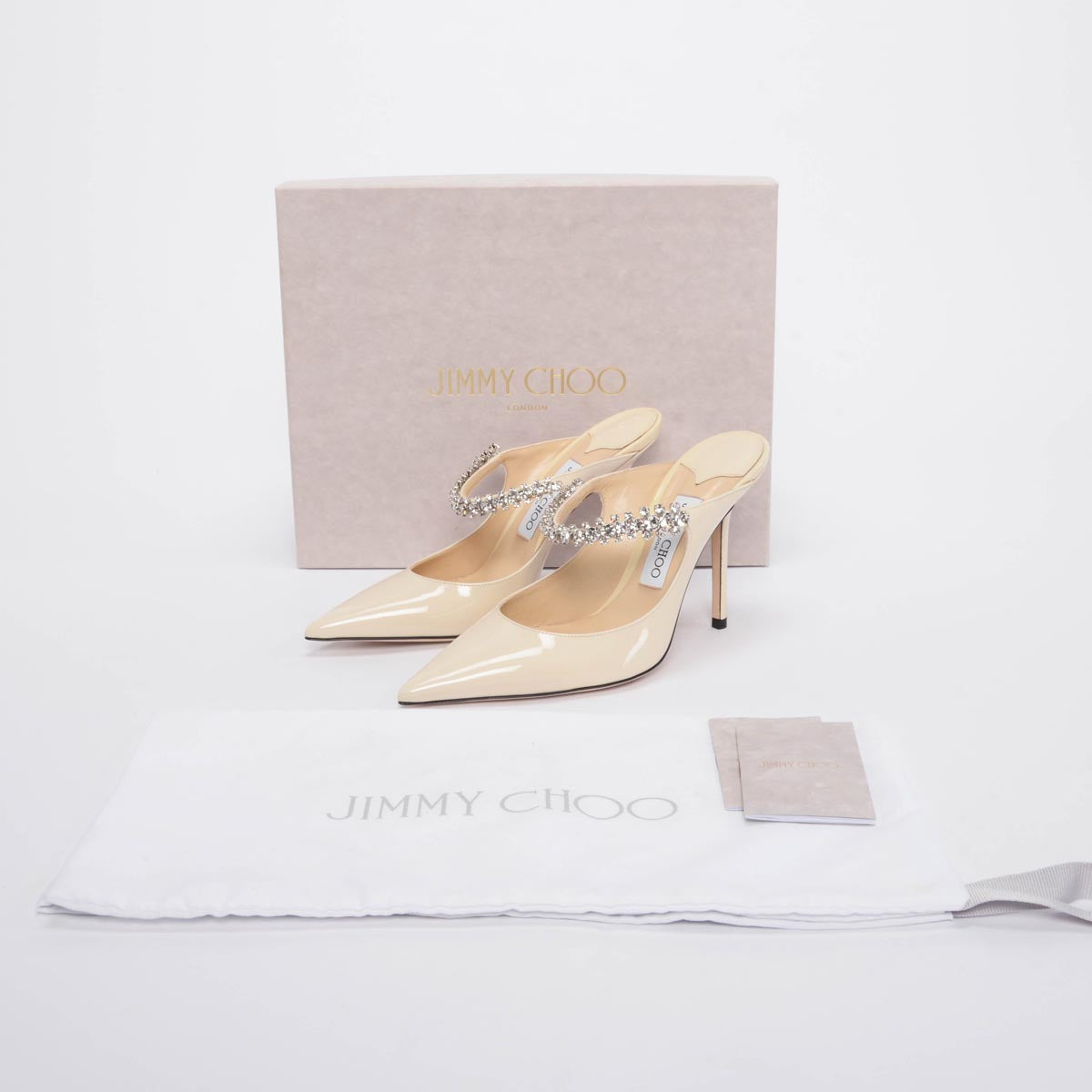 Jimmy Choo Linen Patent Bing Pumps 38.5