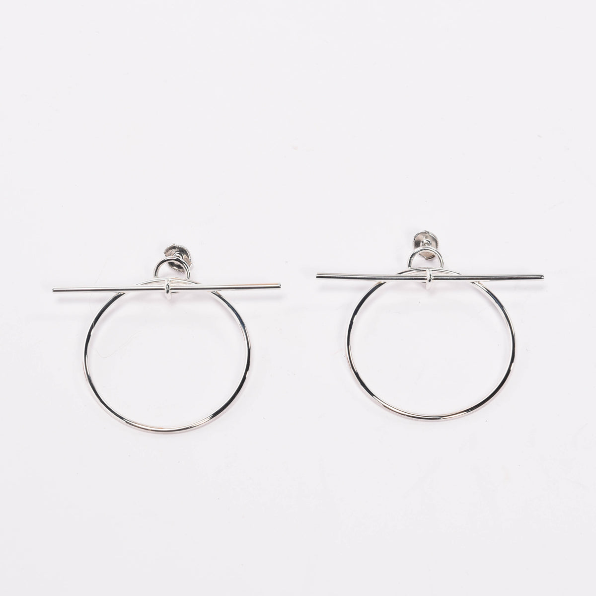 Hermes Sterling Silver Medium Loop Earrings