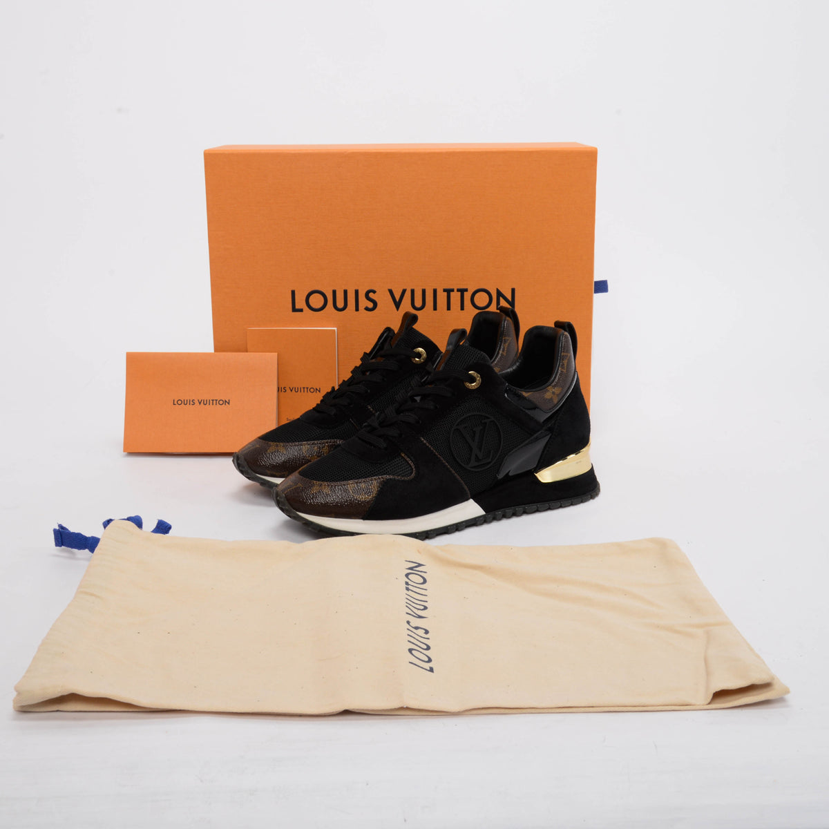 Louis Vuitton Black Suede & Monogram Run Away Sneakers 38