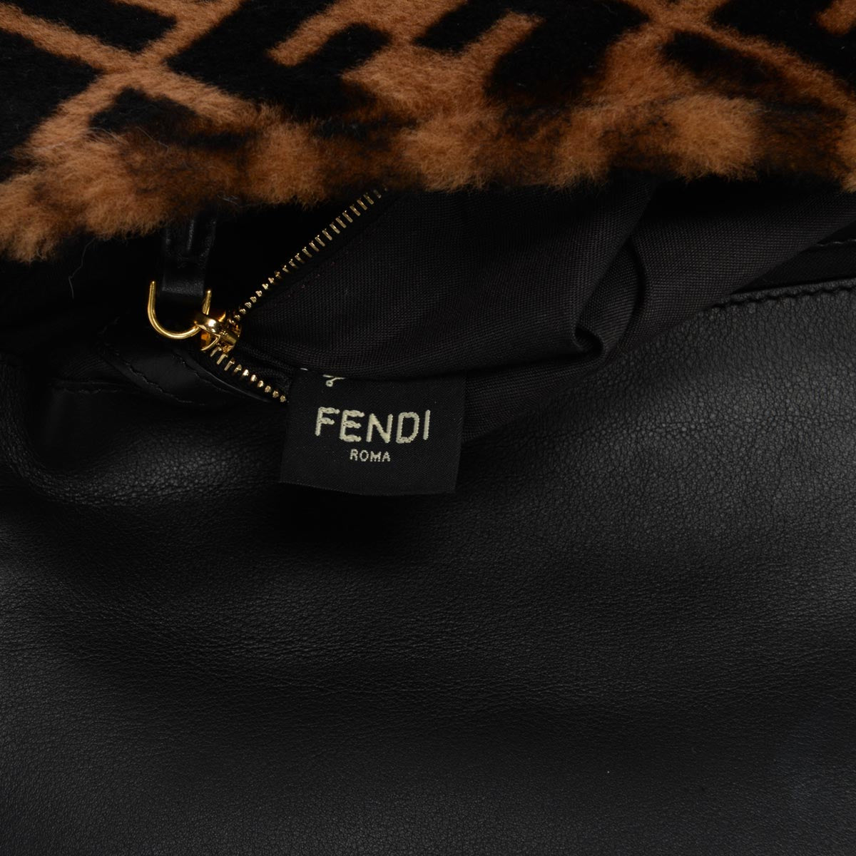 Fendi Brown FF Shearling Baguette Bag