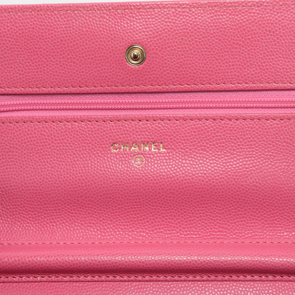 Chanel Pink Quilted Caviar Classic Wallet On Chain